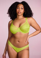 (Cardi B recommends)Enchante Unlined Lime Green Lace Underwire Bra Set - HSIA