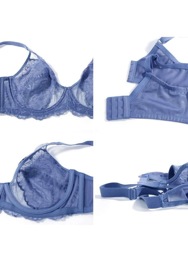 HSIA HSIA Blossom Blue Unlined Lace Bra