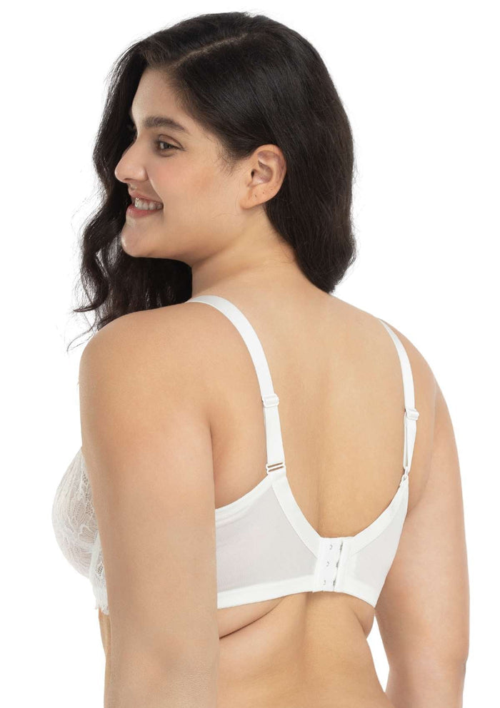 Blossom White Unlined Underwire Lace Bra - HSIA