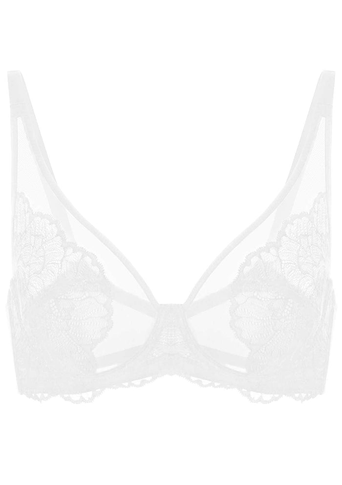 HSIA Blossom Transparent Lace Bra: Plus Size Wired Back Smoothing Bra