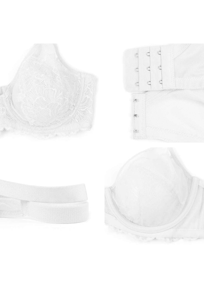 Blossom White Unlined Underwire Lace Bra - HSIA