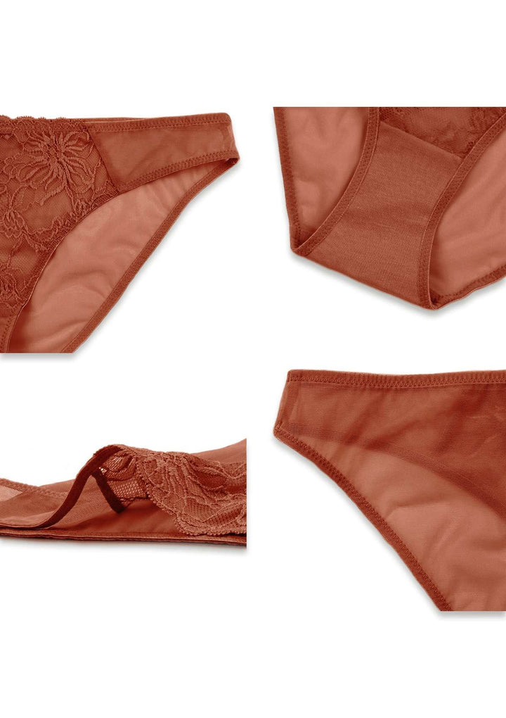 HSIA HSIA Breathable Sexy Lace Copper Red Bikini Underwear