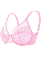 (Cardi B recommends)Enchante Pink Lace Unlined Underwire Bra Set - HSIA