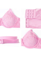 (Cardi B recommends)Enchante Pink Lace Unlined Underwire Bra Set - HSIA