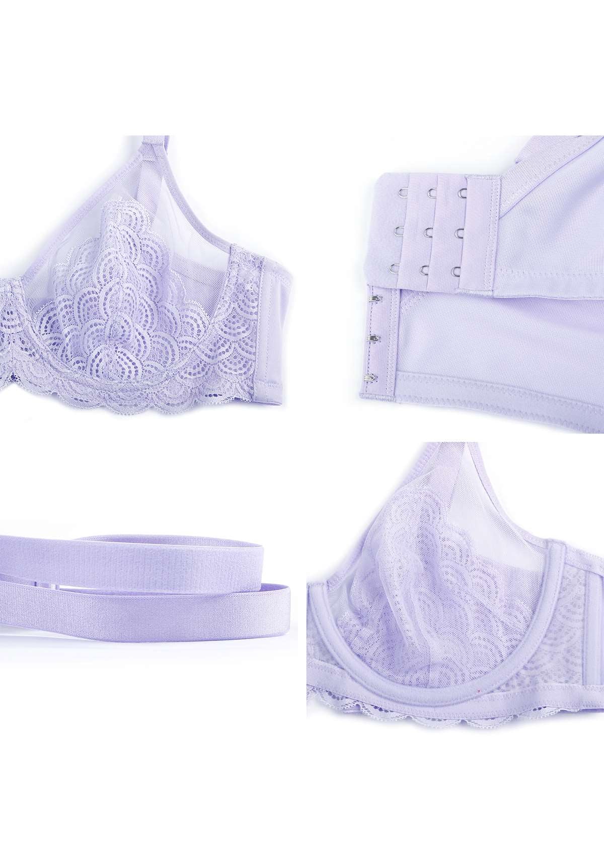 (Cardi B recommends)Mermaid Scales Lace Underwire Bra - HSIA