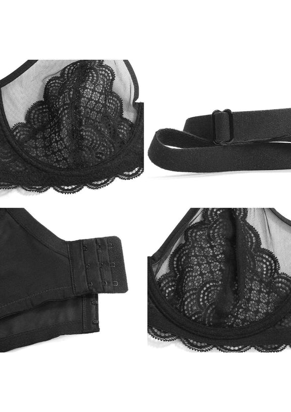 HSIA Mermaid Scales Sheer Lace Bra Unlined Mesh Bra No Back Fat Bra