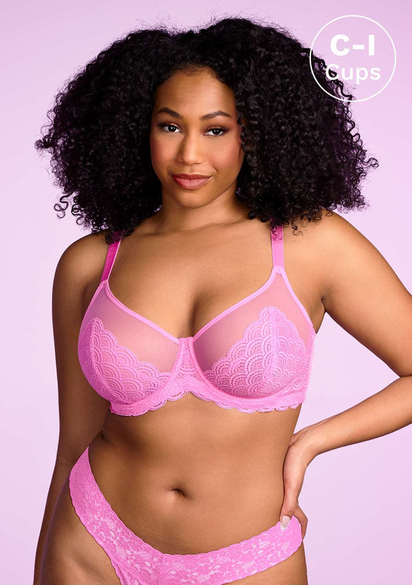 HSIA Mermaid Scales Lace Pink Unlined Bra