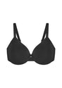 White background view of the classic Black HSIA Mia lightly lined T-shirt bra, specifically engineered with advanced gradient support for plus size figures.