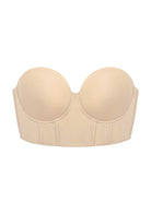  3D product shot of the HSIA light nude cooling corset bra FBM0182 with built-in side bones and anti-slip silicone.