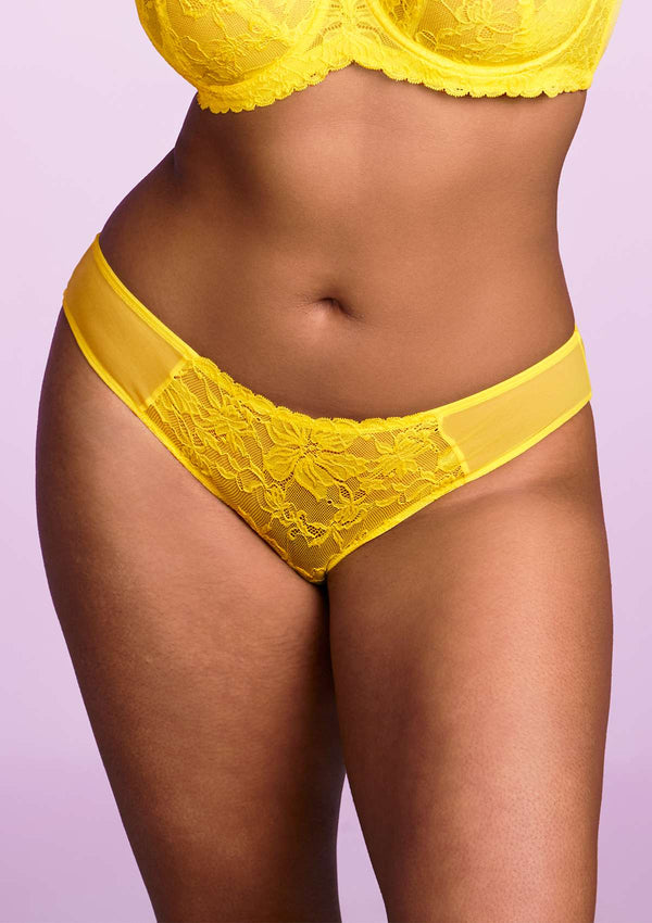 HSIA Pretty In Petals Bright Yellow Lace Bikini Underwear