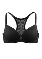 Serena Front-Close Lace-Back Black Underwire Bra Set - HSIA