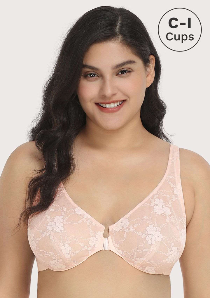 HSIA Spring Romance Front-Close Floral Lace Unlined Underwire Bra