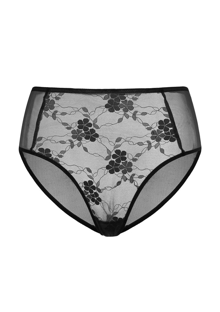 HSIA Spring Romance High-Rise Black Lace Brief Underwear