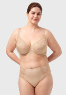 HSIA Pearl Shimmer Light Beige Unlined Plus Size Full Coverage Underwire Comfortable Bra - HSIA