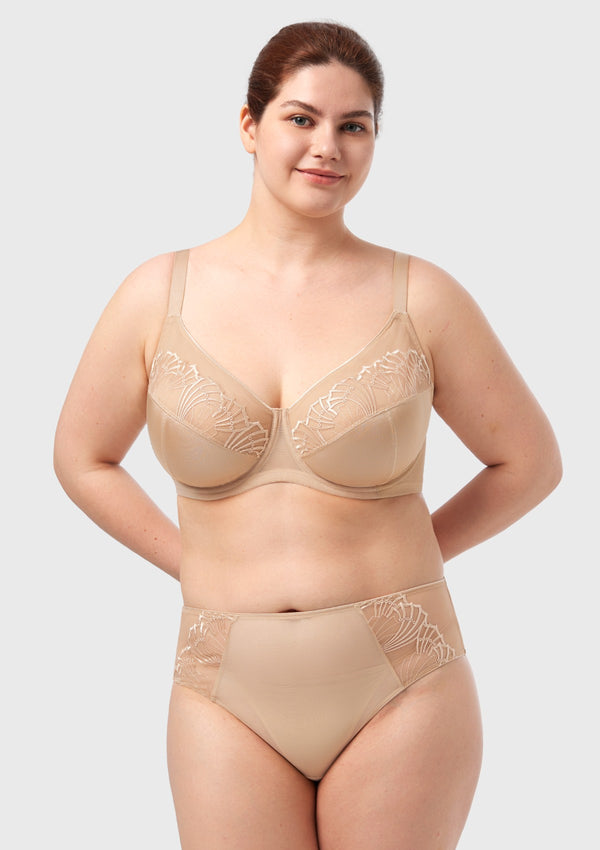 HSIA Pearl Shimmer Light Beige Unlined Plus Size Full Coverage Underwire Comfortable Bra