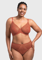 (Cardi B recommends)Mermaid Scales Lace Beige Brown Unlined Bra - HSIA