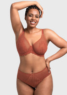(Cardi B recommends)Mermaid Scales Lace Beige Brown Unlined Bra - HSIA