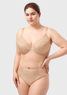 HSIA Pearl Shimmer Light Beige Unlined Plus Size Full Coverage Underwire Comfortable Bra - HSIA