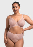 (Cardi B recommends)Mermaid Scales Lace Beige Brown Unlined Bra - HSIA