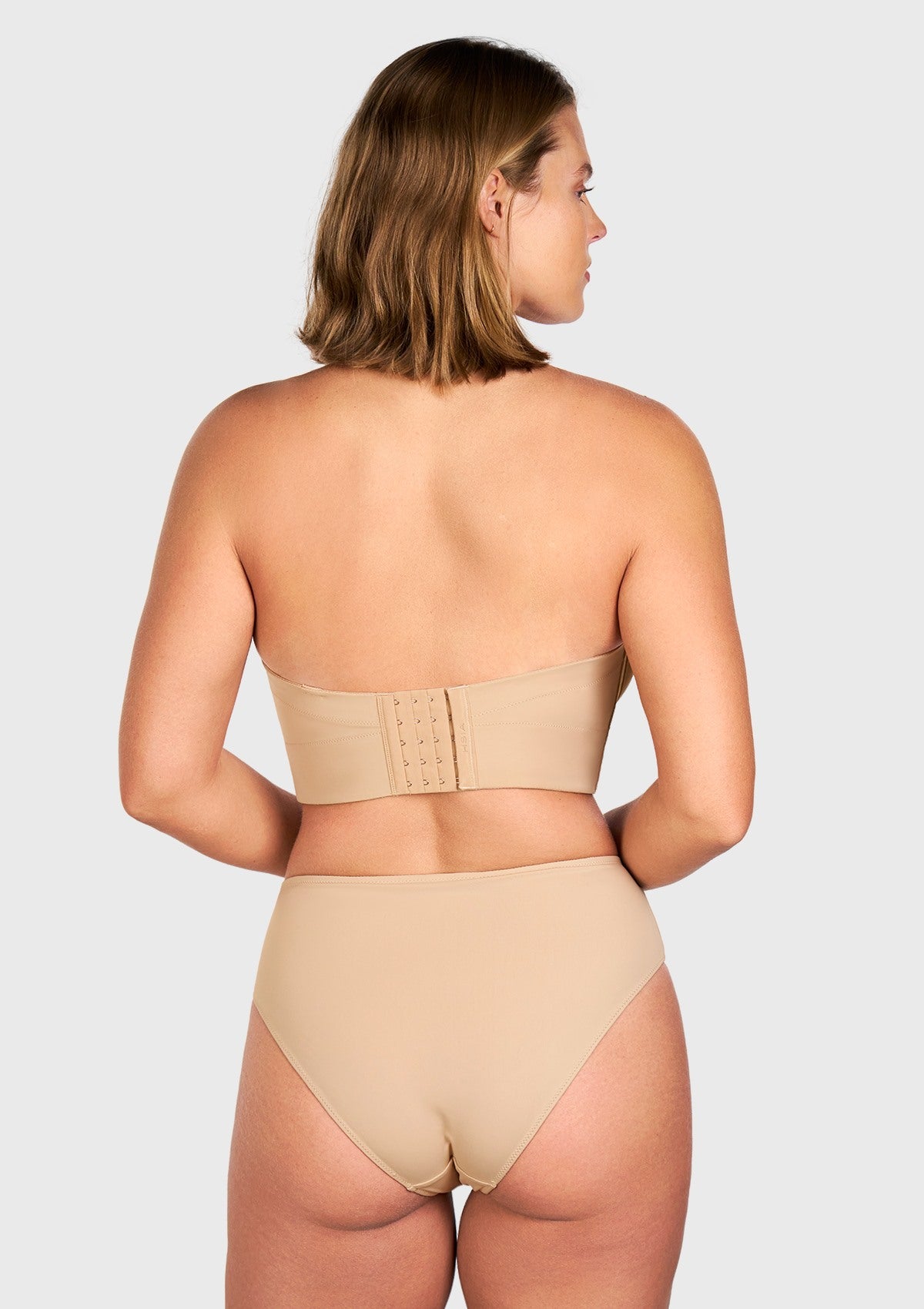 Daisy Smooth Lace Beige Lightly Padded Longline Underwire Strapless Balconette Bra - HSIA