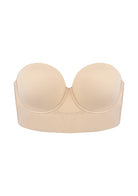 Daisy Smooth Lace Beige Lightly Padded Longline Underwire Strapless Balconette Bra - HSIA