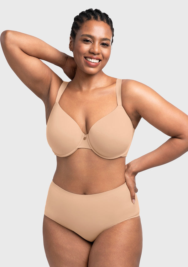 HSIA Miya SoftSense Comfort Lightly Lined T-shirt Back Smoothing Unpadded Underwire Plus Size Minimizer Bra