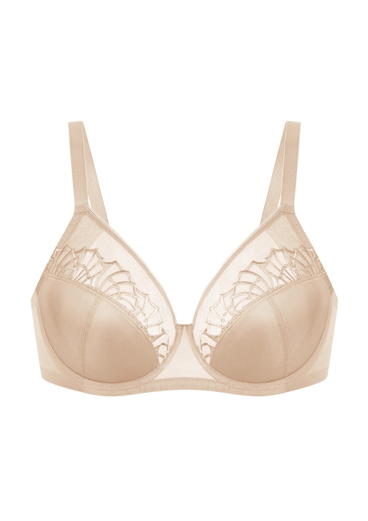 HSIA Pearl Shimmer Light Beige Unlined Plus Size Full Coverage Underwire Comfortable Bra - HSIA