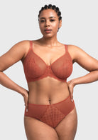 (Cardi B recommends)Mermaid Scales Lace Beige Brown Unlined Bra - HSIA