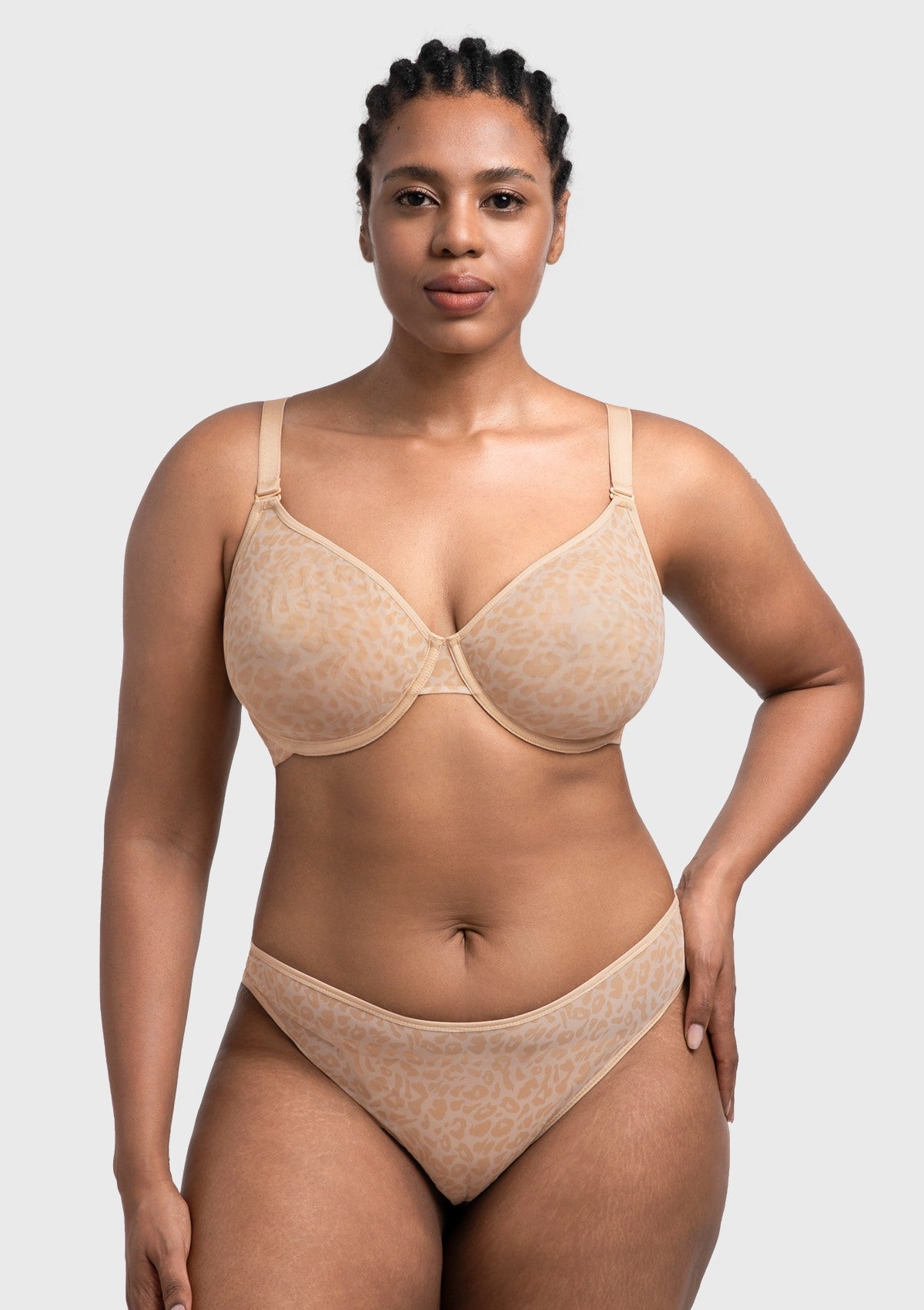 HSIA Leopard wild Unlined Plus Size Breathable Soft Mesh No Padding Underwire Bra - HSIA