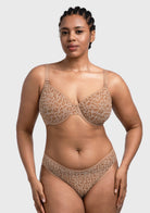 HSIA Leopard wild Unlined Plus Size Breathable Soft Mesh No Padding Underwire Bra - HSIA