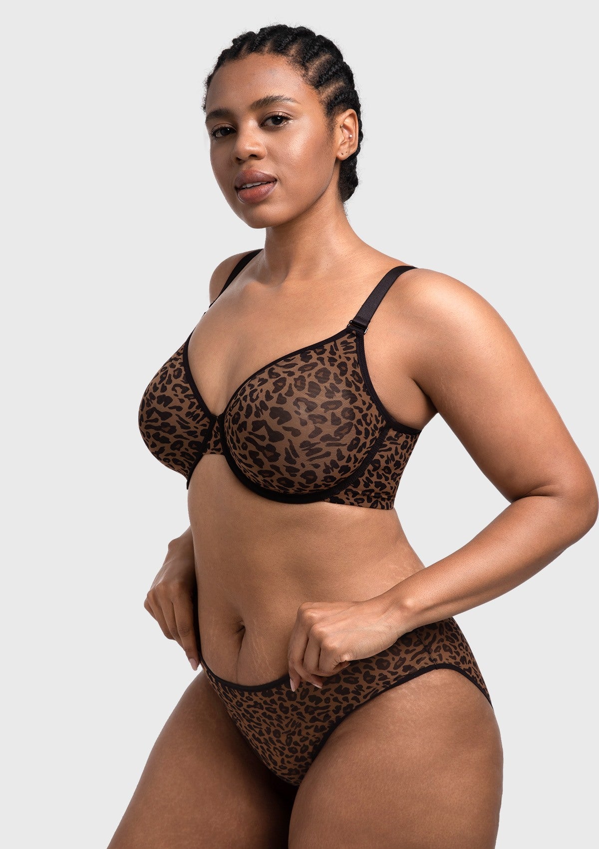 HSIA Leopard wild Unlined Plus Size Breathable Soft Mesh No Padding Underwire Bra - HSIA