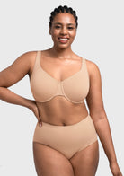 Full Coverage Plus Size T-Shirt Bra with Silky Satin Feel - HSIA