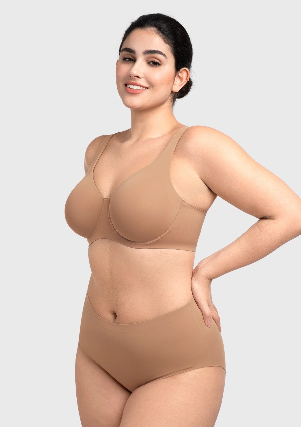 altissima bras HSIA Esme Minimizer Bras for Women Plus Size Full Coverage No Padding Unlined T Shirt Bra Seamless Underwire Cool Comfort Daily Bras Dark Beige / 46 /