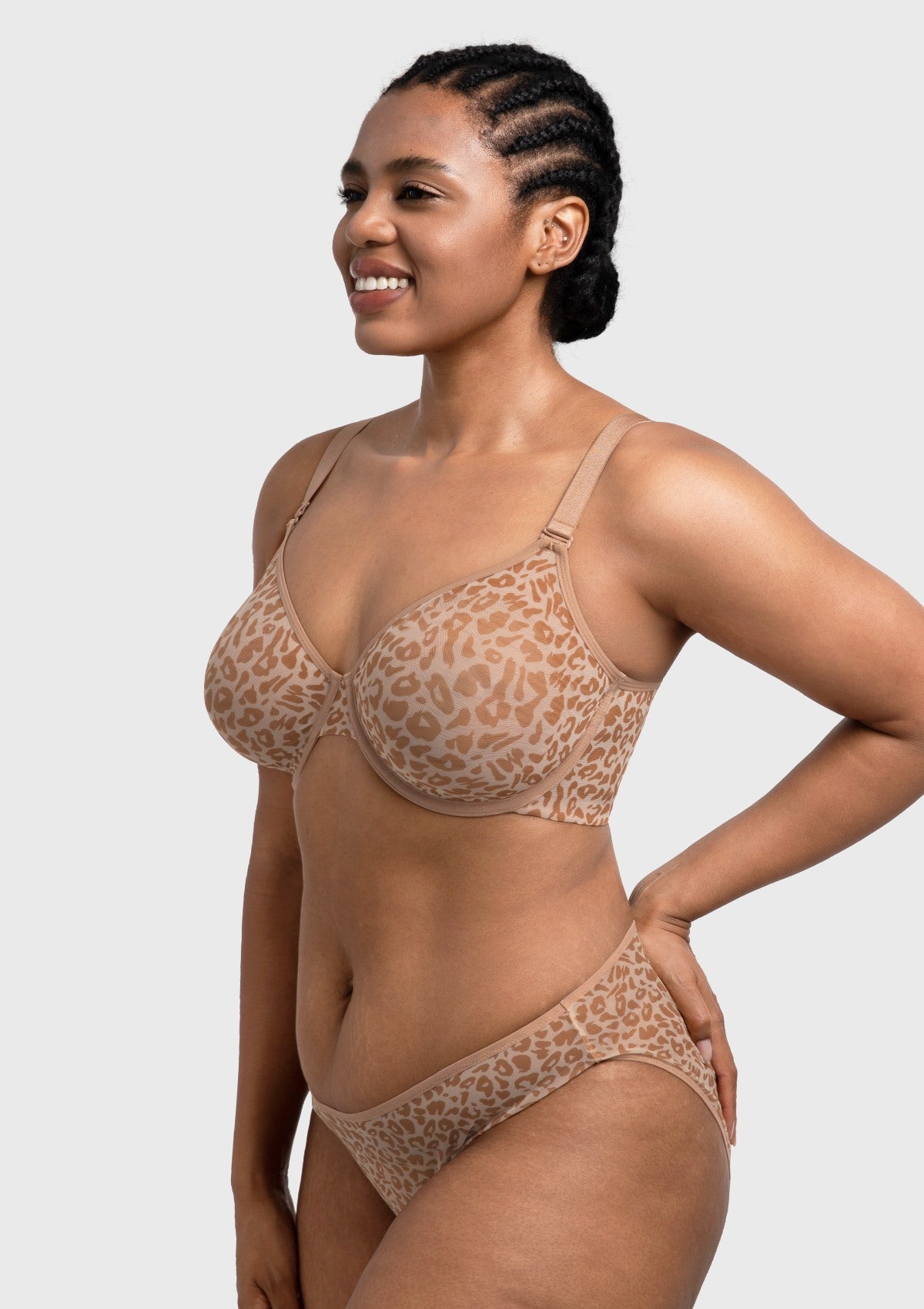 HSIA Leopard wild Unlined Plus Size Breathable Soft Mesh No Padding Underwire Bra - HSIA