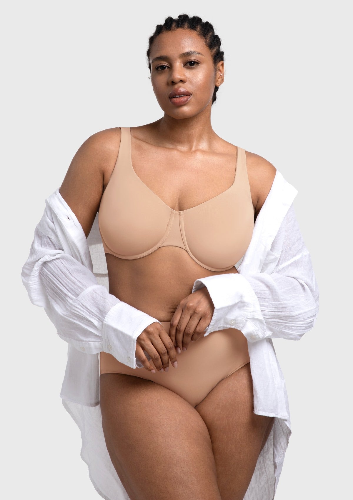 Full Coverage Plus Size T-Shirt Bra with Silky Satin Feel - HSIA