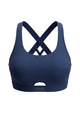 3D studio shot of the navy blue Aura keyhole sports bra FYT0225 on a clean white background