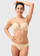 Front view of the nude multiway underwire bra worn with classic straps, delivering beautiful, everyday lift and natural shaping.