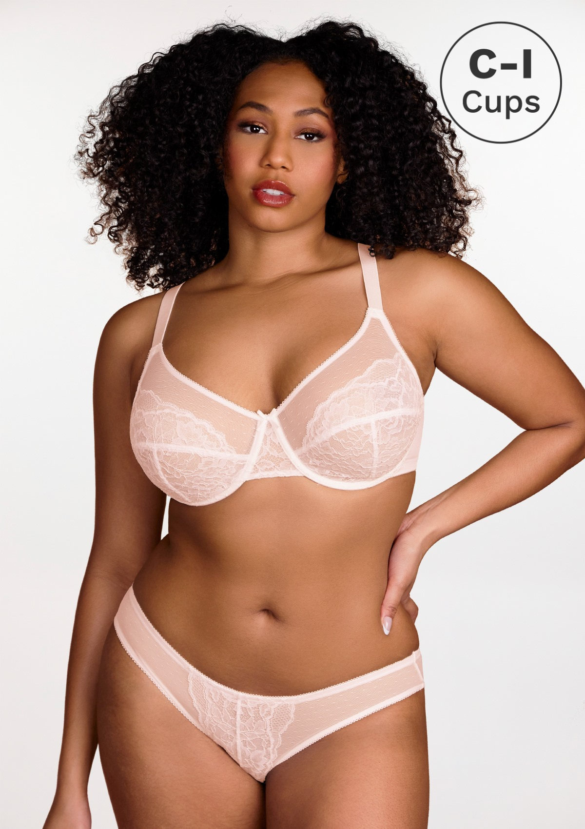 (Cardi B recommends)Enchante Dusty Peach Lace Unlined Underwire Bra Set - HSIA