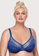 (Cardi B recommends)Enchante Lace Blue Unlined Underwire Bra - HSIA