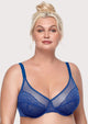 (Cardi B recommends)Enchante Lace Blue Unlined Underwire Bra - HSIA