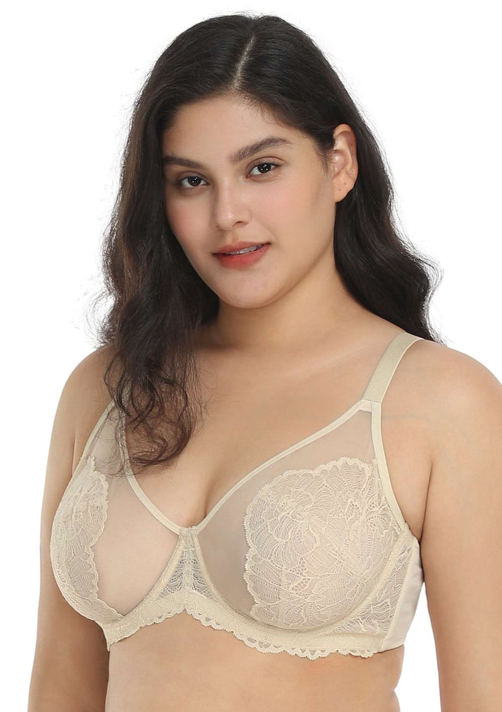 HSIA HSIA Blossom Yellow Unlined Lace Bra Beige / 34 / C
