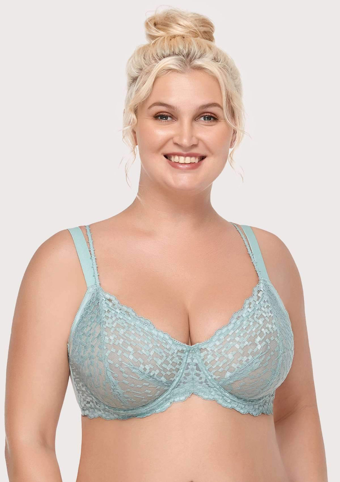 HSIA HSIA Double Straps Full Lace Bra 32D / Crystal Blue