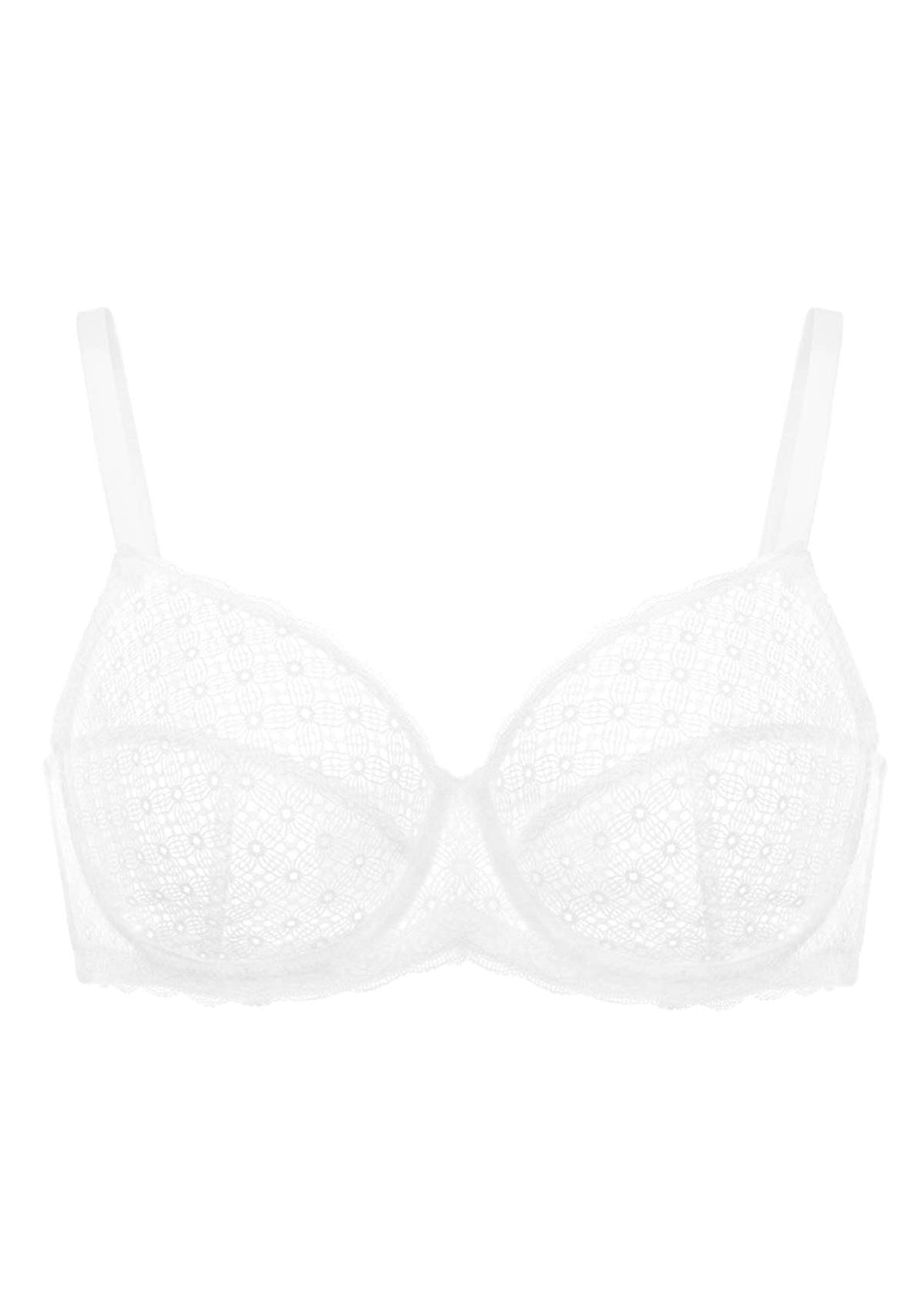 HSIA HSIA Floral Full Coverage Unlined Full Lace Bra White / 34DD