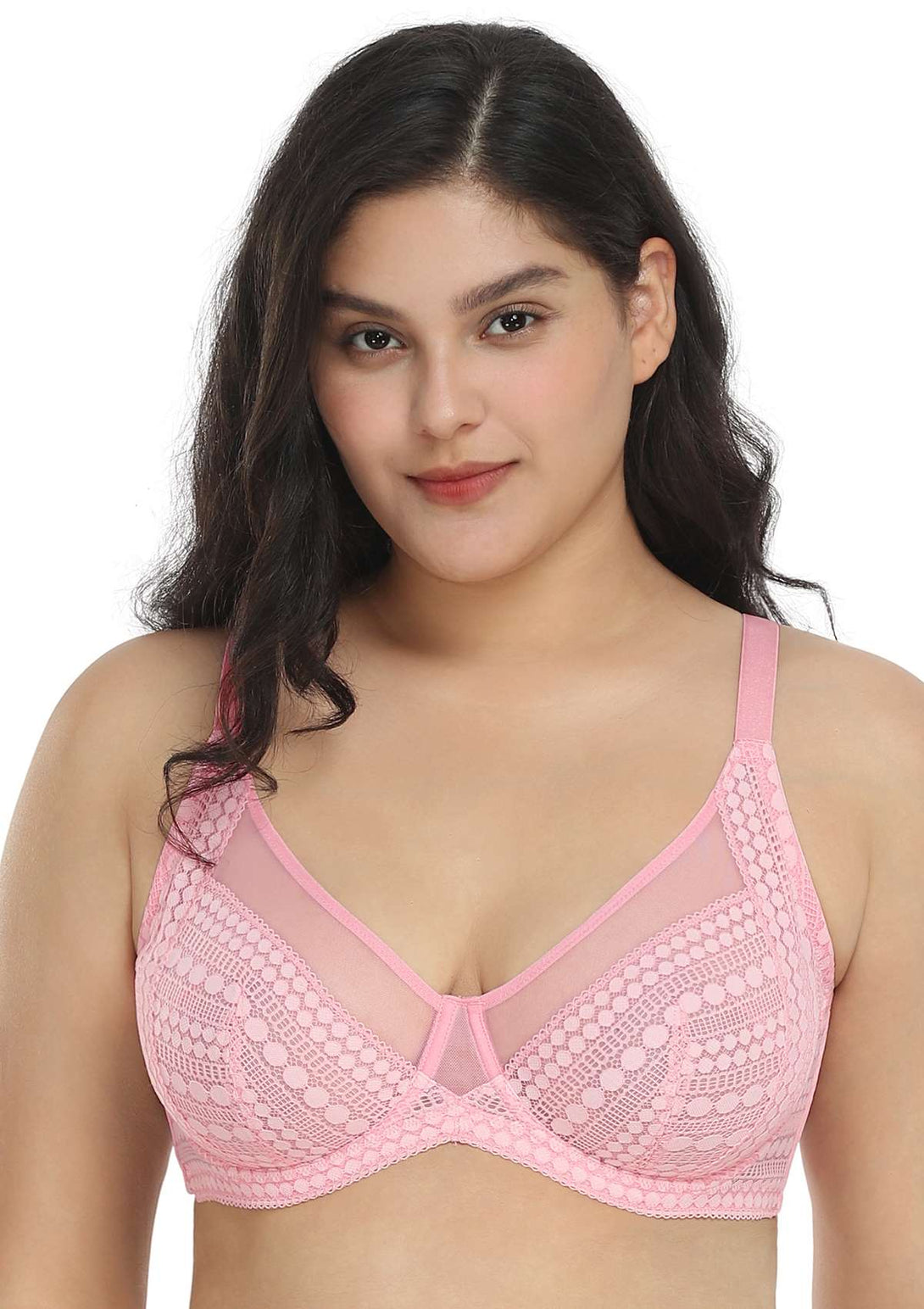 HSIA HSIA Polka Dot Sexy Lace Unlined Bra Pink / 34 / C