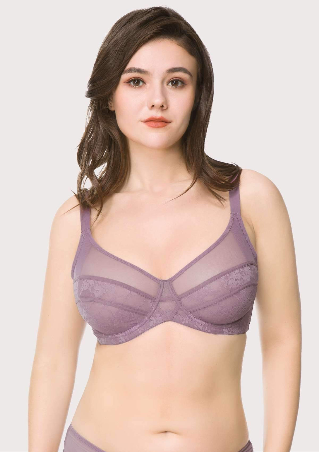 HSIA-EASTERBOGO Amour Sheer Lace Unlined Bra Purple / 34C