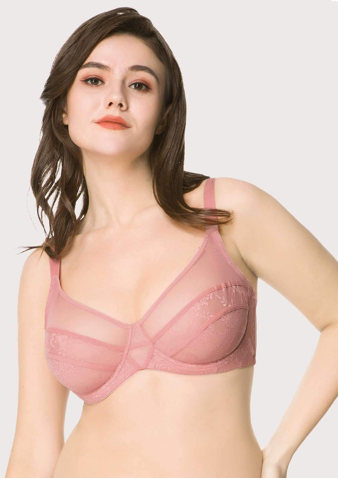 HSIA-EASTERBOGO Amour Sheer Lace Unlined Bra Pink / 34C