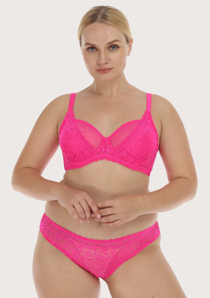 HSIA HSIA Lace Dolphin Unlined Bra Hot Pink / 34 / C
