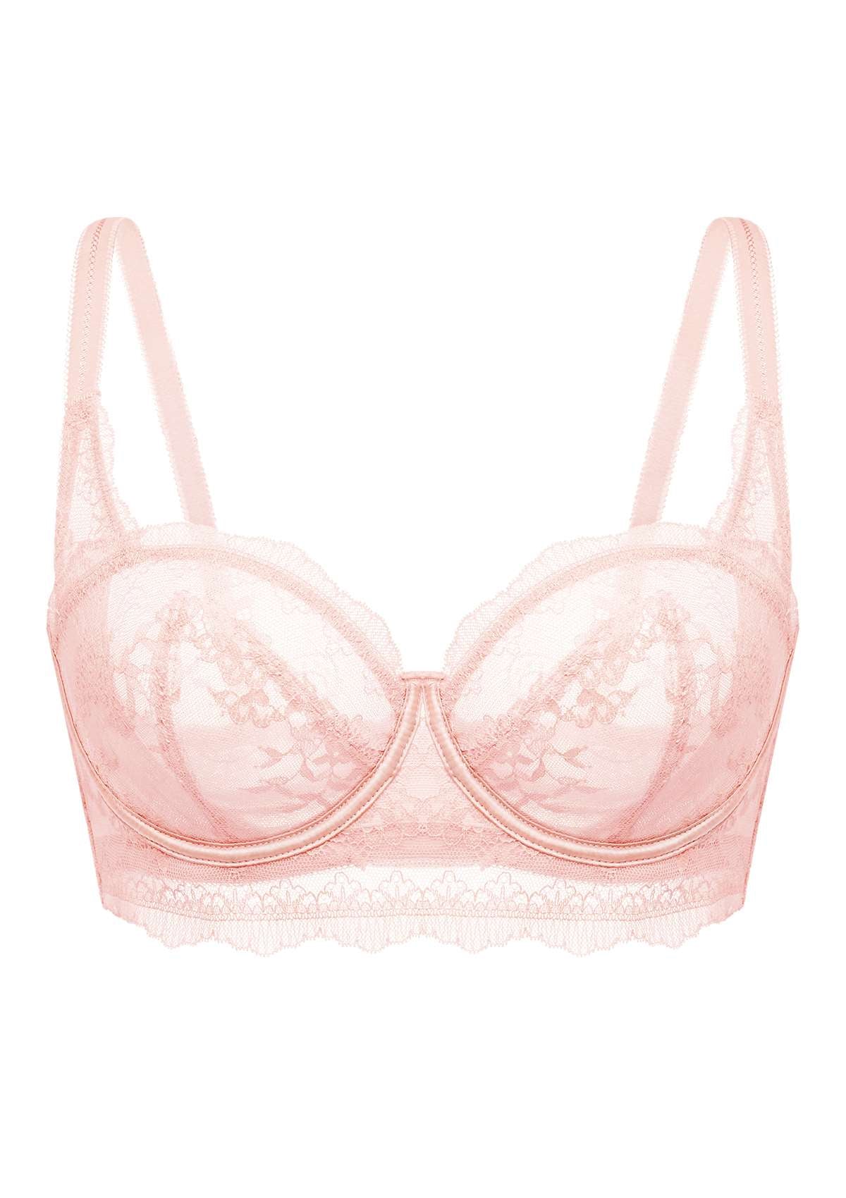 HSIA Floral Lace Unlined Bridal Pink Balconette Bra Set - HSIA