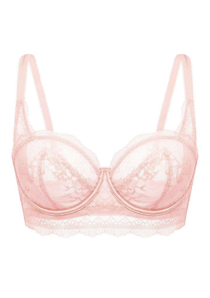 HSIA HSIA Floral Lace Unlined Bridal Pink Balconette Bra Set Pink / 34 / C