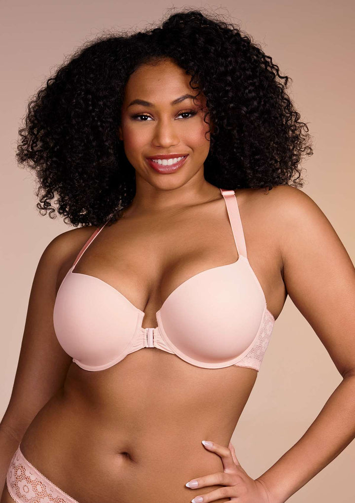 HSIA HSIA Front-Close Lace-Back Underwire Bra Pink / 34 / D